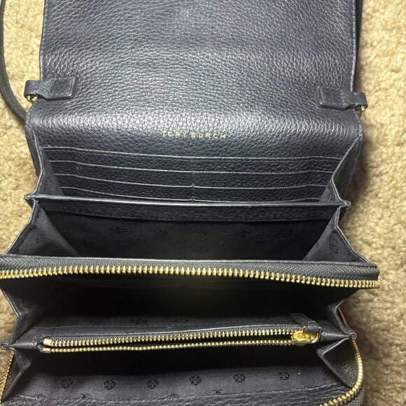 Tory Burch Black Pebbled Leather Crossbody Bag with Gold Accents - Picture 7 of 8